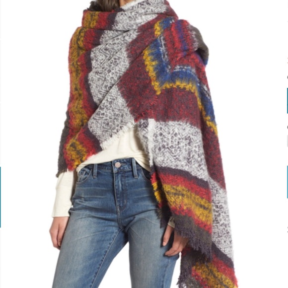 Treasure & Bond Brushed Stripe Blanket Wrap - Picture 3 of 6